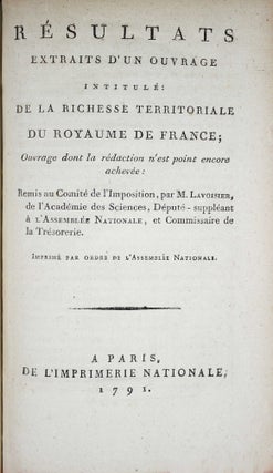 Item #18078 Résultats extraits d'un ouvrage intitulé: De la richesse territoriale...