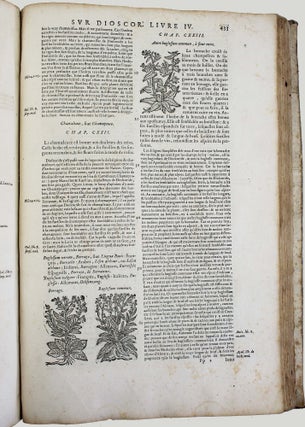 Les commentaires de M. P. André Matthiolus médecin senois, sur les six livres de Pedacius Dioscoride Anazerbeen de la matière medecinale.
