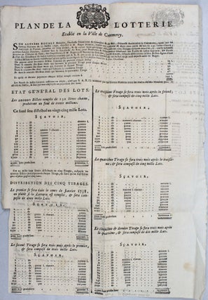 Item #18190 Plan de la lotterie établie en la ville de Commercy. LOTERIE