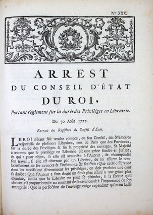 Item #18250 A collection of 6 Orders concerning the book trade and printing. LIBRAIRIE