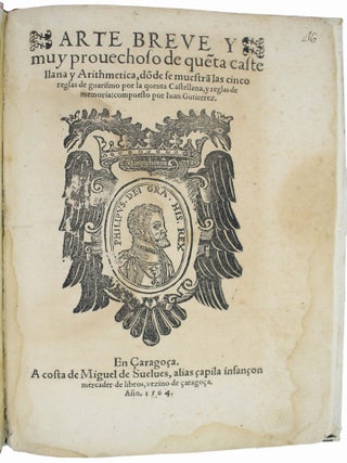 Item #18406 Arte breve y muy provechoso de quenta castellana y arthmetica, donde se muestra las...