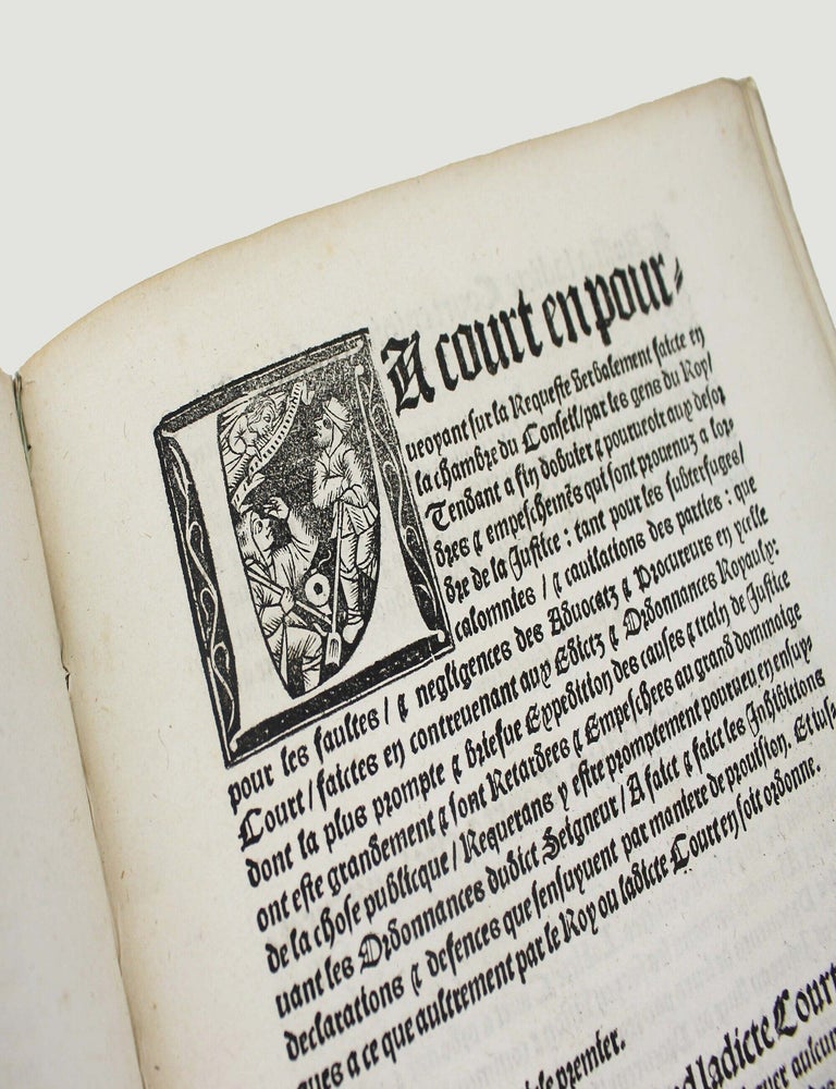 Item #18558 Articles de le stil & instructions nouvellement faictz par la souveraine court de Parlement de Provence &agrave; la requeste de messieurs les gens du roy, sur l' abbreviation des proces & playderies utilz & necessayres a tous officiers de justice & a tous advocatz & procureurs de la dicte court de Parlement et d'aultres cours inf&eacute;rieures publi&eacute;es &agrave; l'audience le quatorzi&egrave;me jour de f&eacute;bvrier l'An 1542. PARLEMENT DE PROVENCE.