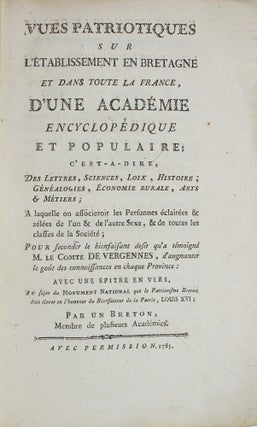 Item #18843 Vues patriotiques sur l'établissement en Bretagne et dans toute la France,...