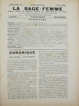 La Sage-femme. Organe officiel du Syndicat général des sages-femmes de France.