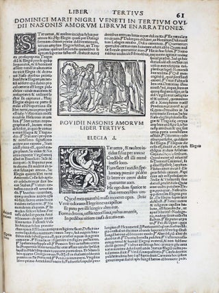 Amorum libri tres. De medicamine faciei libellus et nux. Infinitis pene erroribus e manuscriptis exemplaribus emaculati. Una cum Dominici Marii Nigri Veneti luculentissimis enarrationibus.