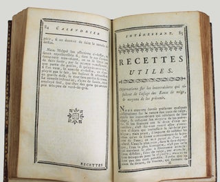 Calendrier intéressant pour l'année 1786, ou Almanach physico-économique. Contenant les principales indications qu'on peut désirer de trouver dans un calendriers, des mémoires et des observations sur différents objets de physique; enfin un recueil de diverses opérations qui mettent tout le monde à portée de faire plusieurs secrets éprouvés, utiles & agréables.