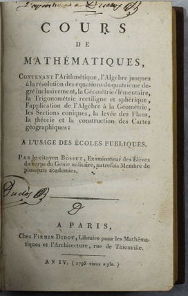 Cours de mathèmatiques à l'usage des Ecoles publiques.