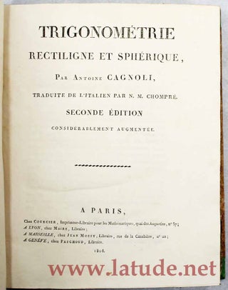Trigonométrie rectiligne et sphérique, traduite de l'italien par N. M. Chompré.