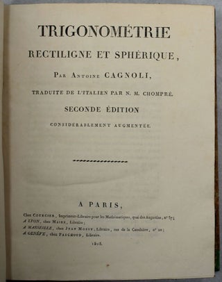 Trigonométrie rectiligne et sphérique, traduite de l'italien par N. M. Chompré.