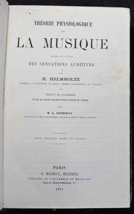 Théorie physiologique de la musique, fondée sur l'étude des sensations auditives.
