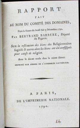 Item #8971 Rapport fait au nom du comité des Domaines, dans la séance du 9 décembre 1790. Sur...