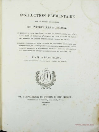 Item #9741 Instruction élémentaire sur les moyens de calculer les intervalles musicaux, en...